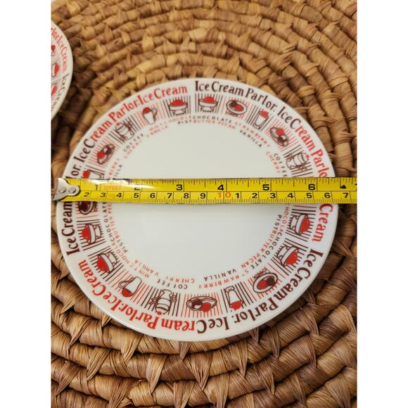 Vintage Ice Cream Parlor Set Of 2 Plates Ceramic 6.5" Multi National Silver Co. - Picture 9 of 9